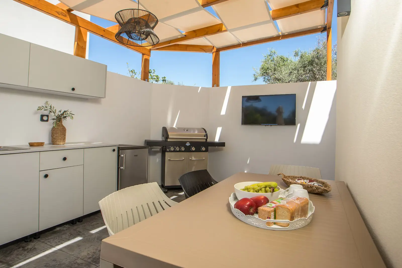 Outdoor kitchen under the pergola